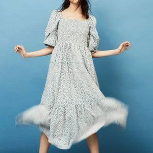 Madewell Blue Floral Lucie Midi Dress